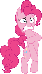 Size: 2052x3573 | Tagged: safe, artist:porygon2z, character:pinkie pie, covering, embarrassed, female, naked rarity, simple background, solo, transparent background, vector
