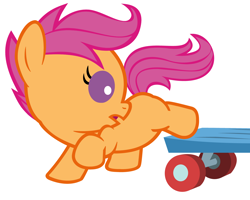 Size: 4000x3200 | Tagged: safe, artist:beavernator, character:scootaloo, species:pegasus, species:pony, baby, baby pony, baby scootaloo, female, foal, looking back, scooter, simple background, solo, white background