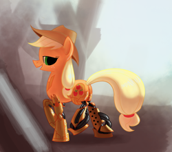 Size: 1298x1155 | Tagged: safe, artist:underpable, character:applejack, amputee, cyborg, female, prosthetics, solo