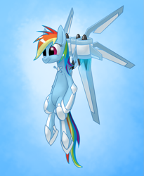 Size: 1173x1432 | Tagged: safe, artist:underpable, character:rainbow dash, cyborg, female, solo