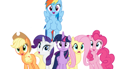 Size: 2560x1440 | Tagged: safe, artist:beavernator, character:applejack, character:fluttershy, character:pinkie pie, character:rainbow dash, character:rarity, character:twilight sparkle, character:twilight sparkle (alicorn), species:alicorn, species:pony, .psd available, female, mane six, mare, simple background, transparent background, varying degrees of want