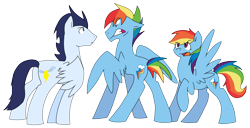 Size: 2624x1344 | Tagged: safe, artist:chub-wub, character:rainbow dash, character:soarin', species:pony, dashblitz, female, glare, gritted teeth, implied shipping, implied soarindash, implied straight, male, old cutie mark, ponidox, rainbow blitz, rule 63, self ponidox, selfcest, shipping, simple background, straight, transparent background