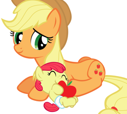 Size: 5000x4500 | Tagged: safe, artist:beavernator, character:apple bloom, character:applejack, species:earth pony, species:pony, absurd resolution, adorabloom, apple, apple sisters, baby, baby apple bloom, baby pony, beavernator is trying to murder us, cute, diaper, duo, female, filly, foal, food, mare, obligatory apple, prone, siblings, simple background, sisters, vector, white background
