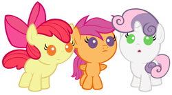 Size: 5000x2750 | Tagged: safe, artist:beavernator, character:apple bloom, character:scootaloo, character:sweetie belle, species:earth pony, species:pegasus, species:pony, species:unicorn, baby, baby apple bloom, baby belle, baby pony, baby scootaloo, cutie mark crusaders, female, foal, simple background, white background