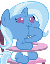 Size: 2500x3240 | Tagged: safe, artist:beavernator, character:trixie, species:pony, species:unicorn, baby, baby pony, diaper, female, filly, foal, high res, highchair, simple background, sitting, solo