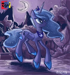 Size: 2480x2639 | Tagged: safe, artist:jowyb, character:princess luna, species:alicorn, species:pony, crescent moon, female, high res, mare, moon, night, solo, transparent moon