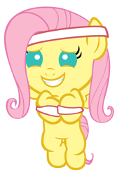 Size: 2000x3000 | Tagged: safe, artist:beavernator, character:fluttershy, species:pegasus, species:pony, baby, baby pony, female, filly, foal, high res, simple background, solo, sweatband, white background