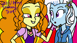 Size: 753x424 | Tagged: safe, artist:ktd1993, character:adagio dazzle, character:trixie, ship:triagio, my little pony:equestria girls, female, lesbian, shipping