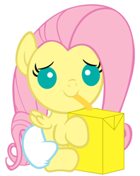Size: 2000x2520 | Tagged: safe, artist:beavernator, character:fluttershy, species:pegasus, species:pony, baby, baby pony, diaper, female, filly, foal, high res, juice box, simple background, sitting, white background