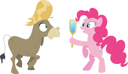 Size: 3588x2086 | Tagged: safe, artist:porygon2z, character:cranky doodle donkey, character:pinkie pie, species:donkey, episode:a friend in deed, g4, my little pony: friendship is magic, mirror, simple background, transparent background