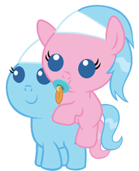 Size: 786x967 | Tagged: safe, artist:red4567, character:aloe, character:lotus blossom, species:pony, aloebetes, baby, baby ponies, baby pony, cute, lotusbetes, pacifier, ponies riding ponies, riding, spa twins, twins, weapons-grade cute