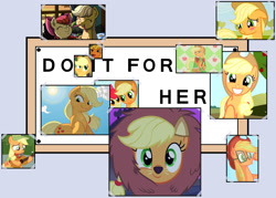 Size: 1400x1000 | Tagged: safe, artist:joey darkmeat, artist:jowyb, artist:latecustomer, artist:mamandil, character:apple bloom, character:applejack, character:applejack (g1), species:pony, g1, applelion, blushing, clothing, costume, do it for her, dress, filly, filly applejack, gala dress, meme, silly, silly pony, the simpsons, who's a silly pony