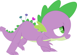 Size: 3593x2589 | Tagged: safe, artist:porygon2z, character:spike, species:dragon, episode:green isn't your color, g4, my little pony: friendship is magic, fangs, male, pincushion spike, pins, quadrupedal spike, simple background, smiling, solo, transparent background, vector