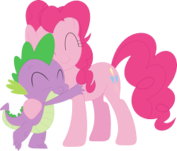 Size: 3571x3047 | Tagged: safe, artist:porygon2z, character:pinkie pie, character:spike, ship:pinkiespike, cute, female, hug, male, shipping, simple background, straight, transparent background, vector