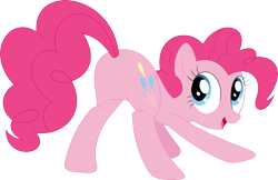 Size: 3585x2330 | Tagged: safe, artist:porygon2z, character:pinkie pie, species:earth pony, species:pony, balloonbutt, female, iwtcird, mare, meme, open mouth, plot, presenting, simple background, solo, transparent background, vector