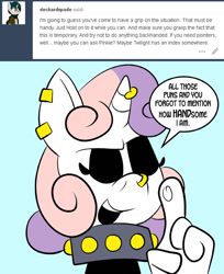 Size: 576x706 | Tagged: safe, artist:pembroke, character:sweetie belle, meanie belle, comic, dialogue, female, hand, pun, solo
