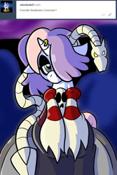Size: 576x864 | Tagged: safe, artist:pembroke, character:sweetie belle, meanie belle, crossover, female, leviathan, skullgirls, solo, squigly