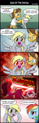 Size: 800x2504 | Tagged: safe, artist:uotapo, character:derpy hooves, character:doctor horse, character:doctor stable, character:rainbow dash, species:pegasus, species:pony, episode:where the apple lies, g4, my little pony: friendship is magic, bandage, blushing, colored pupils, comic, cyclops (marvel comics), epic rage time, eye beams, female, hilarious in hindsight, laser, mare, mirror, now you fucked up, optic blast, teenage derpy hooves, underp, x-men