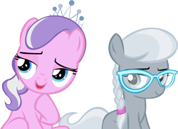 Size: 13134x9568 | Tagged: safe, artist:cyanlightning, character:diamond tiara, character:silver spoon, species:earth pony, species:pony, episode:twilight time, g4, my little pony: friendship is magic, .svg available, absurd resolution, considering, glasses, jewelry, missing accessory, missing cutie mark, simple background, tiara, transparent background, vector