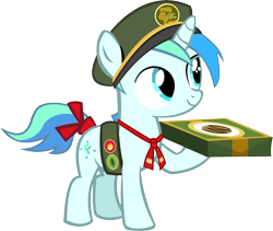 Size: 12204x10304 | Tagged: safe, artist:cyanlightning, oc, oc only, oc:cyan lightning, species:pony, episode:28 pranks later, g4, my little pony: friendship is magic, .svg available, absurd resolution, cap, clothing, colt, cookie, cute, cutie mark, cyan's filly guides, filly guides, food, hat, male, ocbetes, ribbon, simple background, solo, transparent background, vector