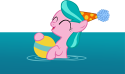Size: 14568x8617 | Tagged: safe, artist:cyanlightning, character:aquamarine, episode:the one where pinkie pie knows, g4, my little pony: friendship is magic, .svg available, absurd resolution, ball, clothing, cute, hat, party hat, simple background, solo, transparent background, vector, water