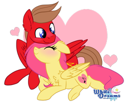 Size: 2467x2014 | Tagged: oc needed, safe, artist:xwhitedreamsx, oc, oc only, species:pegasus, species:pony, blushing, cuddling, cute, duo, heart, male, not fluttershy, ocbetes, simple background, snuggling, straight, transparent background