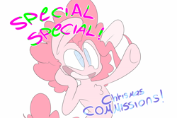 Size: 2000x1333 | Tagged: safe, artist:extradan, character:pinkie pie, advertisement, commission, female, solo