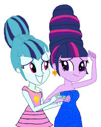 Size: 945x1187 | Tagged: safe, artist:ktd1993, character:sonata dusk, character:twilight sparkle, my little pony:equestria girls, beehive hairdo, female, lesbian, shipping, twinata