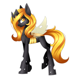 Size: 2838x3000 | Tagged: safe, artist:scarlet-spectrum, oc, oc only, oc:queen lasaraleen, species:changeling, changeling oc, changeling queen, changeling queen oc, commission, female, simple background, smiling, solo, transparent background, yellow changeling