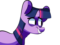Size: 1322x996 | Tagged: safe, artist:extradan, character:twilight sparkle, species:pony, species:unicorn, female, grin, nose wrinkle, simple background, smiling, solo, white background