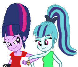 Size: 964x829 | Tagged: safe, artist:ktd1993, character:twilight sparkle, my little pony:equestria girls, alternate hairstyle, beehive hairdo, female, lesbian, shipping, twinata