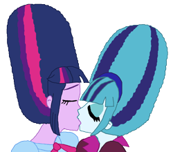Size: 1329x1167 | Tagged: safe, artist:ktd1993, character:sonata dusk, character:twilight sparkle, my little pony:equestria girls, alternate hairstyle, beehive hairdo, female, kissing, lesbian, shipping, twinata