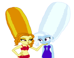 Size: 2007x1570 | Tagged: safe, artist:ktd1993, character:adagio dazzle, character:trixie, ship:triagio, my little pony:equestria girls, alternate hairstyle, beehive hairdo, clothing, female, lesbian, shipping, simple background, swimsuit, transparent background