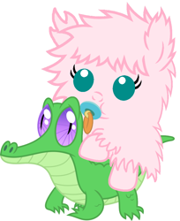 Size: 786x962 | Tagged: safe, artist:red4567, character:gummy, oc, oc:fluffle puff, species:pony, baby, baby pony, cute, flufflebetes, pacifier, ponies riding gators, riding