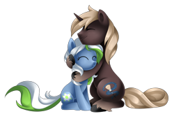 Size: 4258x2780 | Tagged: safe, artist:scarlet-spectrum, oc, oc only, oc:dream, oc:petal, species:pony, species:unicorn, absurd resolution, commission, cute, eyes closed, female, hug, male, mare, simple background, smiling, stallion, transparent background