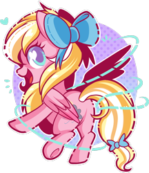 Size: 1000x1155 | Tagged: safe, artist:xwhitedreamsx, oc, oc only, oc:bay breeze, species:pegasus, species:pony, bow, commission, cute, female, hair bow, heart eyes, looking back, mare, ocbetes, open mouth, rear view, simple background, smiling, solo, transparent background, wingding eyes
