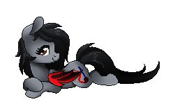 Size: 248x150 | Tagged: safe, artist:scarlet-spectrum, oc, oc only, oc:scarlet spectrum, species:bat pony, species:pony, animated, female, gif, mare, prone, simple background, smiling, solo, transparent background