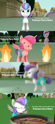 Size: 1920x4320 | Tagged: safe, artist:red4567, character:princess cadance, character:princess flurry heart, species:alicorn, species:pony, 3d, absurd resolution, angry, baby, baby pony, blurry, curry, diaper, fire, food, fury, fury heart, glasses, ladle, name pun, princess punny heart, source filmmaker
