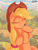 Size: 612x802 | Tagged: safe, artist:jowyb, character:applejack, species:earth pony, species:pony, g4, eyes closed, female, freckles, mare, open mouth, raised hoof, signature, solo