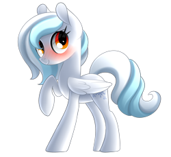 Size: 2224x2033 | Tagged: safe, artist:scarlet-spectrum, oc, oc only, oc:breezy frost, species:pony, blushing, commission, female, looking at you, mare, raised hoof, simple background, smiling, solo, transparent background