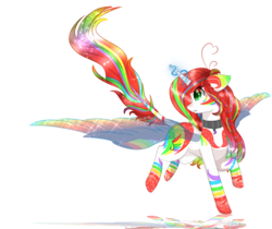 Size: 3000x2520 | Tagged: safe, artist:little-sketches, oc, oc only, species:alicorn, species:pony, colored wings, eye clipping through hair, female, high res, mare, rainbow power, simple background, solo, transparent background
