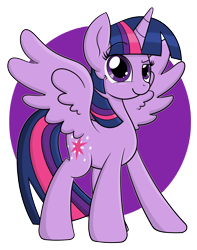 Size: 4500x5700 | Tagged: safe, artist:thebrokencog, character:twilight sparkle, character:twilight sparkle (alicorn), species:alicorn, species:pony, absurd resolution, female, fulfilled cutie mark, looking at you, mare, raised eyebrow, simple background, smiling, smirk, solo, spread wings, transparent background, wings