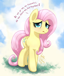 Size: 930x1100 | Tagged: safe, artist:joakaha, character:fluttershy, species:pegasus, species:pony, cute, female, graduation, looking at you, mare, shyabetes, singing, solo, song reference, vitamin c