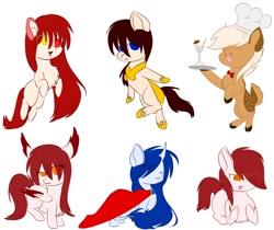 Size: 1024x860 | Tagged: safe, artist:little-sketches, oc, oc only, species:bat pony, species:deer, species:earth pony, species:pony, species:unicorn, eye clipping through hair, female, group, looking at you, male, mare, original species, smiling, stallion