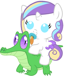 Size: 786x917 | Tagged: safe, artist:red4567, character:gummy, oc, oc:crystal heart, species:alicorn, species:pony, alicorn oc, baby, baby pony, cute, ocbetes, pacifier, ponies riding gators, riding