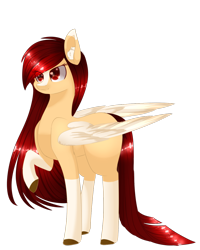 Size: 1024x1280 | Tagged: safe, artist:little-sketches, oc, oc only, oc:yeri, species:pegasus, species:pony, colored pupils, colored wings, eye clipping through hair, female, mare, raised hoof, simple background, solo, transparent background