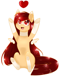 Size: 1024x1231 | Tagged: safe, artist:little-sketches, oc, oc only, oc:yeri, species:pegasus, species:pony, eye clipping through hair, female, floating wings, heart, looking up, mare, open mouth, simple background, smiling, solo, transparent background