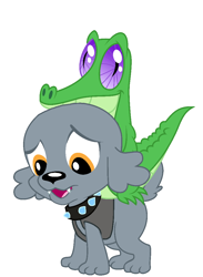 Size: 786x1072 | Tagged: safe, artist:red4567, character:fido, character:gummy, species:diamond dog, species:dog, cute, diamond puppy, puppy, riding, role reversal, younger