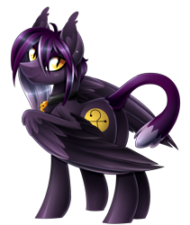 Size: 1920x2271 | Tagged: safe, artist:scarlet-spectrum, oc, oc only, oc:ceshire sabur, species:pegasus, species:pony, cat tail, commission, female, looking at you, mare, simple background, slit eyes, smiling, solo, transparent background