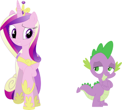 Size: 3590x3242 | Tagged: safe, artist:porygon2z, character:princess cadance, character:spike, species:alicorn, species:dragon, species:pony, ship:spikedance, female, interspecies, male, shipping, simple background, straight, transparent background, vector